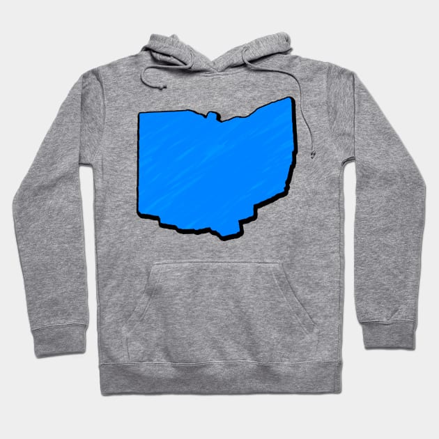 Bright Blue Ohio Outline Hoodie by Mookle